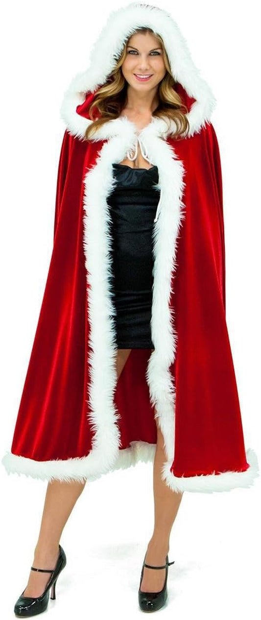 🎅 Adult & Child Santa Claus Hooded Robe - Mrs. Claus Velvet Cape Christmas Cloak